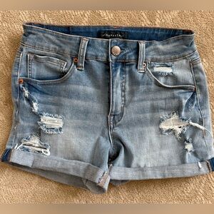 Aeropostale Women's Light Blue Ripped Jean Shorts